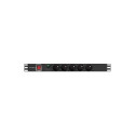 POWER DISTRIBUTION UNIT (PDU) 19" LANBERG 1U 10A 2M 5X FRENCH OUTLETS BLACK C14