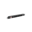 POWER DISTRIBUTION UNIT (PDU) 19" LANBERG 1U 10A 2M 5X FRENCH OUTLETS BLACK C14