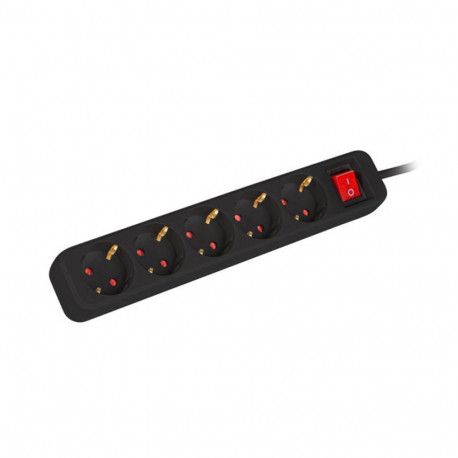 POWER STRIP LANBERG 1.5M 5X SCHUKO OUTLETS WITH SWITCH QUALITY-GRADE COPPER CABLE BLACK
