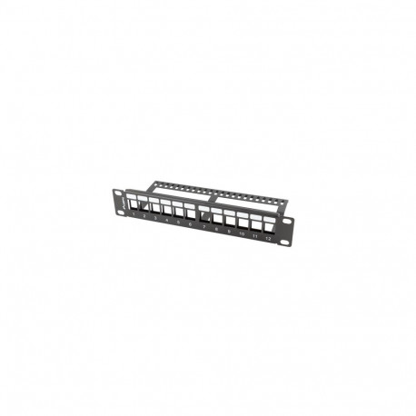PATCH PANEL BLANK 12 PORT 1U WITH ORGANIZER FOR KEYSTONE MODULES BLACK LANBERG