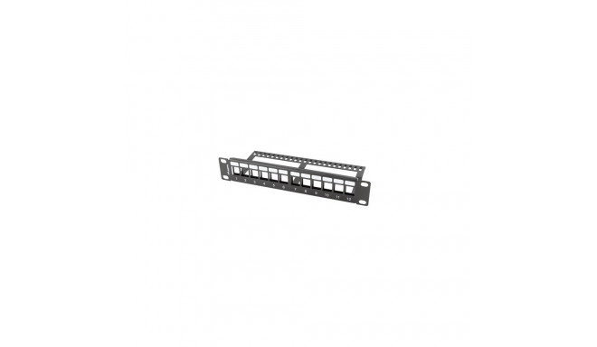 PATCH PANEL BLANK 12 PORT 1U WITH ORGANIZER FOR KEYSTONE MODULES BLACK LANBERG