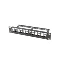 PATCH PANEL BLANK 12 PORT 1U WITH ORGANIZER FOR KEYSTONE MODULES BLACK LANBERG