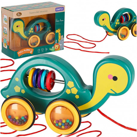 Puidust rattarattad nööril mobiilne kilpkonn