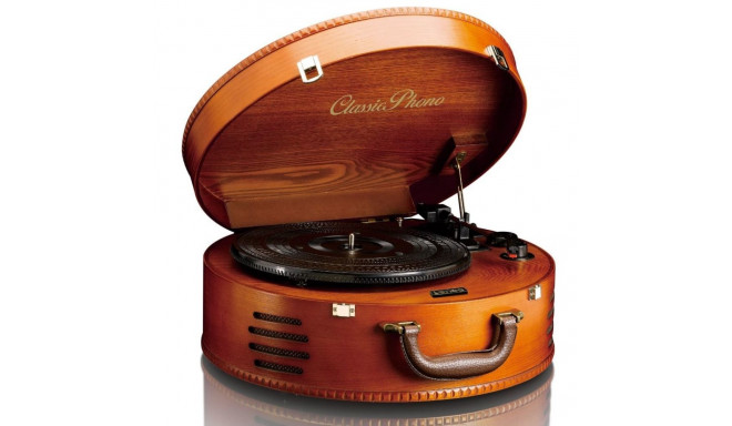 Vinüülplaadimängija kohvris, retro Lenco TT34, pruun