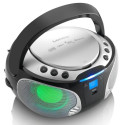 Portable FM radio CD/MP3/USB/bluetotth player with led lighting Lenco, silver