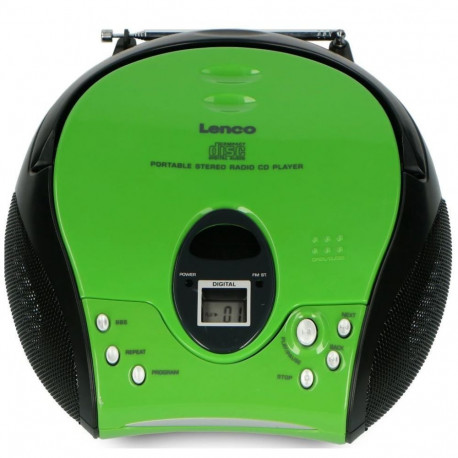 Portable stereo FM radio with CD player Lenco, green-black