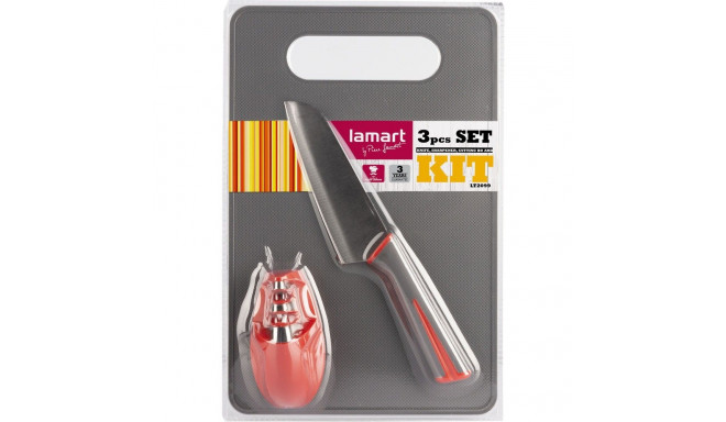 Knife + sharpener + cutting board set Lamart