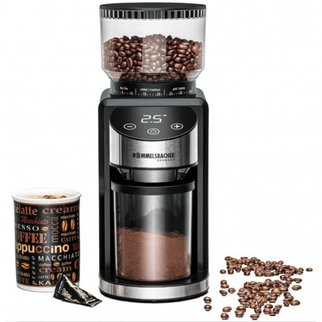 Conical cofee grinder Rommelsbacher, black/stainless steel