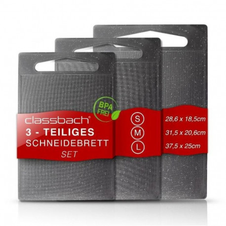 Set of 3 Cutting boards in granite look Classbach, light grey
