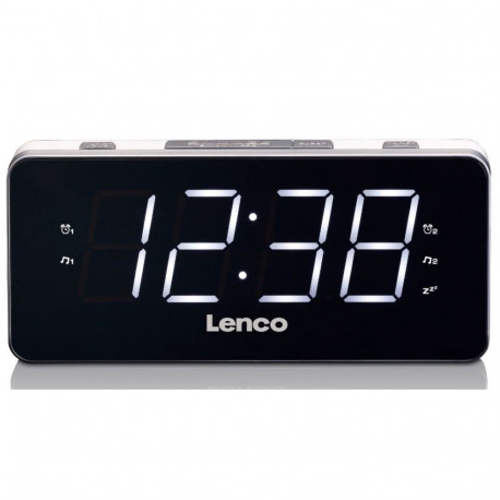 PLL FM alarm clock radio large and clear 1.8" LED display Lenco, white