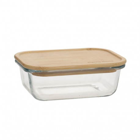 Bowl BOXY 14,5x10,5xH4,8cm 370ml, glass, bamboo