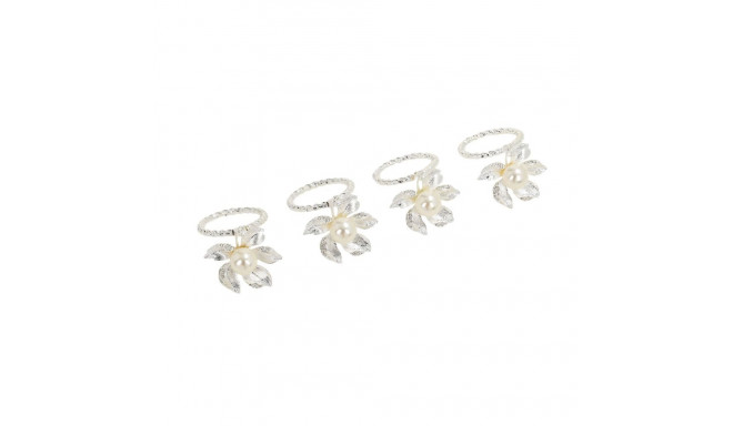 Napkin rings GLAMOR 4pcs, pearl/flower