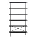 Riiul ANGUS 94x27xH172cm, must, riiulid: must saare melamiin, raam: metall
