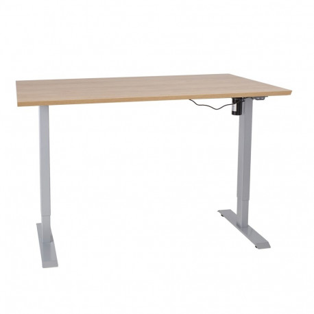 Töölaud ERGO 1-mootoriga 160x80xH71-121cm, hikkoripuu/hõbehall