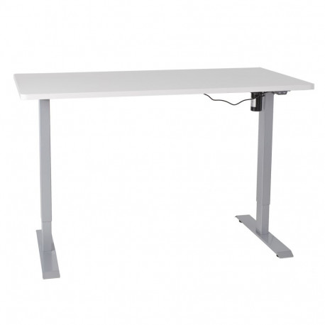 Desk ERGO with 1 motor 140x70xH71-121cm, white/silver grey