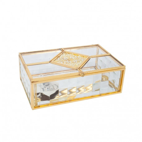 Glass box BERYL 16x10xH5,5cm, golden