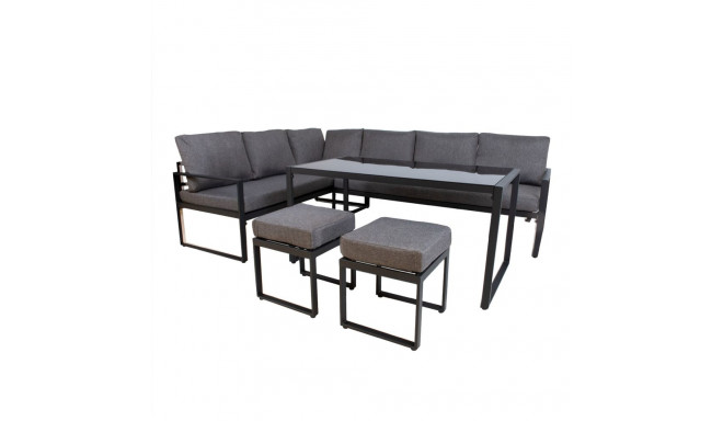 Garden furniture set LEIPZIG table, corner sofa, 2 ottomans