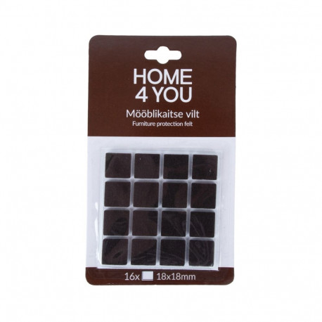 Furniture protective felt pads 18x18mm, 16pcs, black