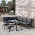 Garden furniture set LEIPZIG table, corner sofa, 2 ottomans