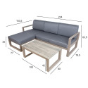 Aiamööblikomplekt POSTA nurgadiivan ja laud, bee˛