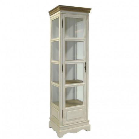 Display cabinet SAMIRA 49x39xH178cm, antique white/natural