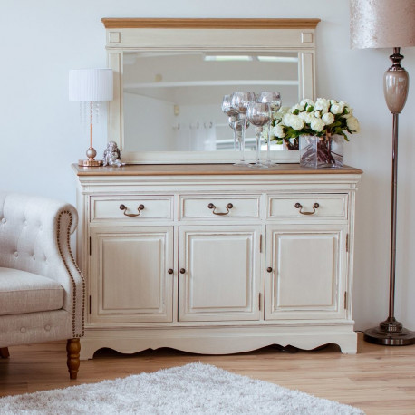 Kummut SAMIRA 131,5x43xH87cm, antiikvalge/naturaalne