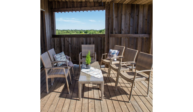 Side table WICKER 50x50xH45cm, cappuccino