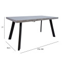 Söögilaud BRIGIT 159/198x84,5xH77cm, betoon, MDF, metalljalad