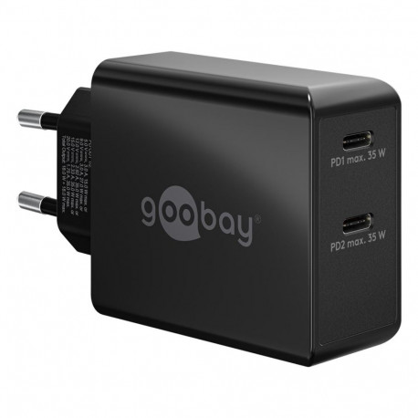 USB-C Dual-Schnellladegerät 36 Watt (schwarz, 2x USB-C, Power Delivery)