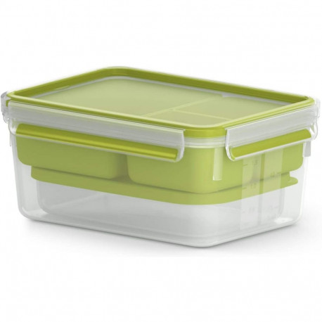 Emsa CLIP & GO Lunchbox XL, lunch box (green/transparent, with inserts)