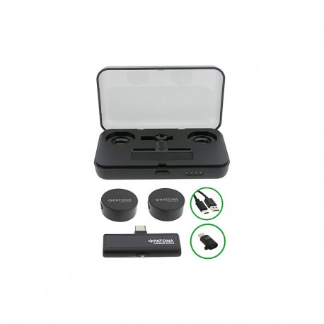 PATONA Premium Professional Lavalier Microphone Set PTS-I91S with charging case