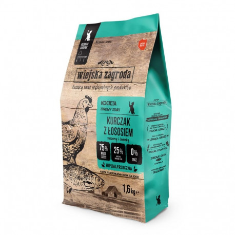WIEJSKA ZAGRODA kana lõhega kassipoegadele kuiv kassitoit 1,6kg