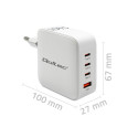 Qoltec 140W GaN Seinalaadija | 5-20V | 2.5-5A | 3 x USB-C PD | 1 x USB QC 3.0 | Valge