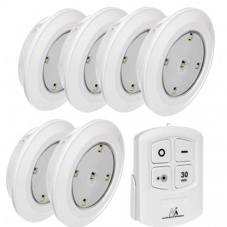 Maclean Energy MCE165 kaugjuhtimispuldiga LED-lampide komplekt, AAA patareid, 6-osaline komplekt