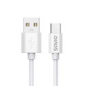 USB-kaabel 2 m USB 2.0, USB A - USB C valge SAVIO CL-168