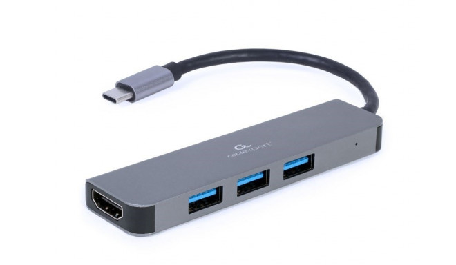 Gembird A-CM-COMBO2-01 USB Type-C 2-ühes mitme pordiga adapter (jaotur + HDMI)
