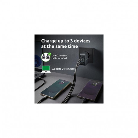 Intenso W100ACC+C520C, Power Adapter + Charging Cable Set, 100W, Fast Charging, GaN, Charge 3 Device