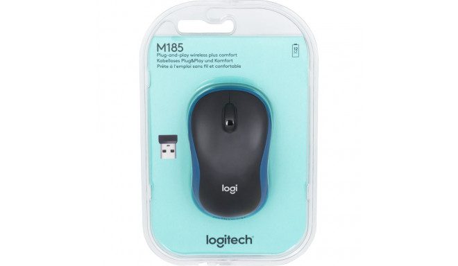 Logitech M185 juhtmevaba must sinine hiir (910-002236) (910002236)