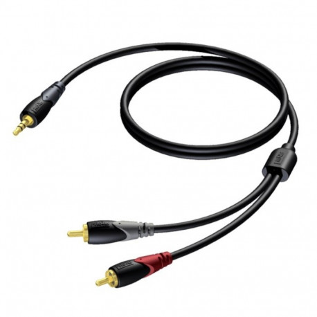 3.5mm Stereo Male to 2x RCA Male Audio Cable - 3 Meters