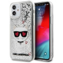 Karl Lagerfeld KLHCP12SLCGLSL iPhone 12 mini 5.4" hõbedane kõvakate Liquid Glitter Choupette