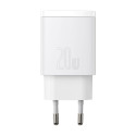 Baseus Compact kiirlaadija USB Type C | USB 20 W 3 A Power Delivery Quick Charge 3.0 valge (CCXJ-B02 Baseus Compact kiirlaadija USB Type C | USB 20 W 3 A Power Delivery Quick Charge 3.0 valge (CCXJ-B02
