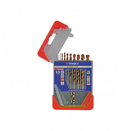 Tivoly FURIUS FUSIO Metal Drill Bit Set – 10-Piece Ø1–10 mm, Split-Point HSS, FUSIO Coating, 35° N-F