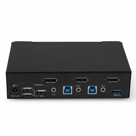 KVM Switch - LINDY 2 Port DisplayPort 1.4, USB 3.0 & Audio KVM Switch, 7680x4320@60Hz, Black