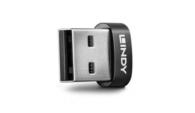 Adapter - LINDY USB 2.0 Low Profile Type A Male to C Female Adapter, 480Mbps, Black