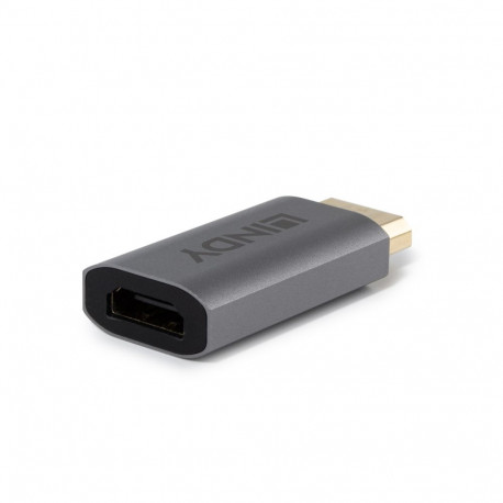 Adapter - LINDY DisplayPort to HDMI Active Converter, 8K60Hz, 3840x2160@120Hz, 48Gbps, Grey