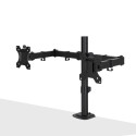 Dual Adjustable Display Mount - Black Mounts up to two display monitors to a work station