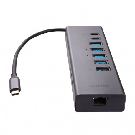 Laptop Mini Docking Station - LINDY DST-Mini Duo, USB-C Dock, 2x 4K HDMI, PD 100W, Gigabit Ethernet