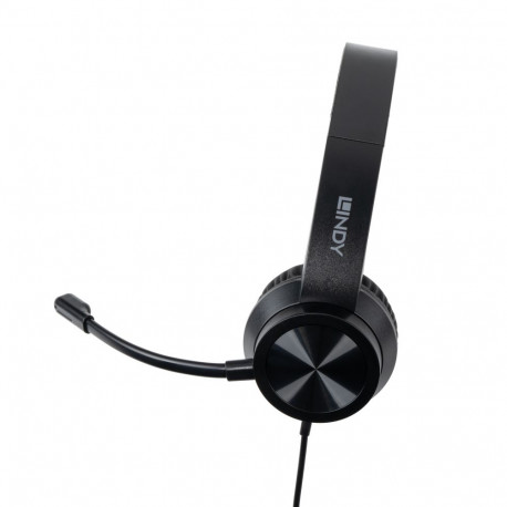 Headphones - LINDY USB-C Headphones, 40mm Speakers, Control Buttons, 1.95 m Cable, Black