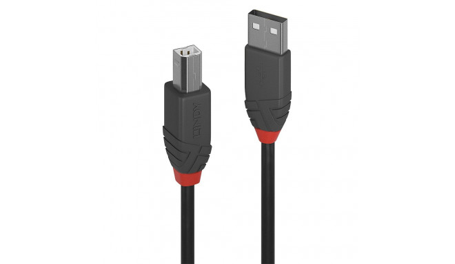 USB Cable - LINDY Anthra Line USB 2.0 Type A to B Cable, 10 m, Black