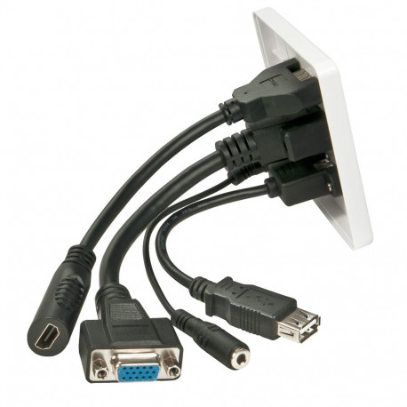 AV Wall Plate - LINDY Wall plate VGA/HDMI/USB/3.5mm Stereo 86x86mm White